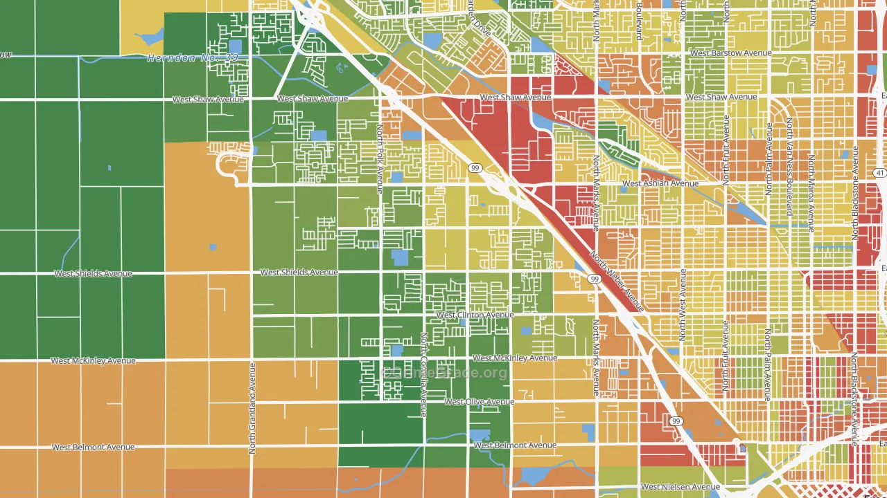 West, Fresno, CA Map of Drug-Related Crime Rates