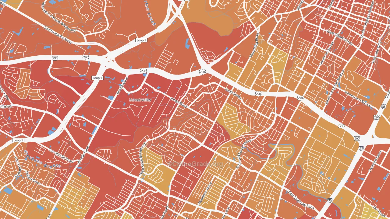West Gate, Austin, TX Map of Drug-Related Crime Rates