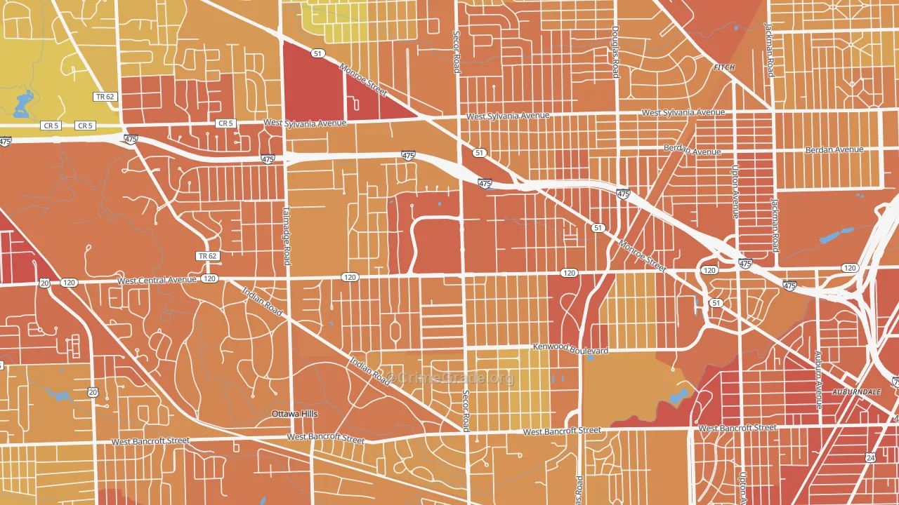 West Gate, Toledo, OH Map of Drug-Related Crime Rates