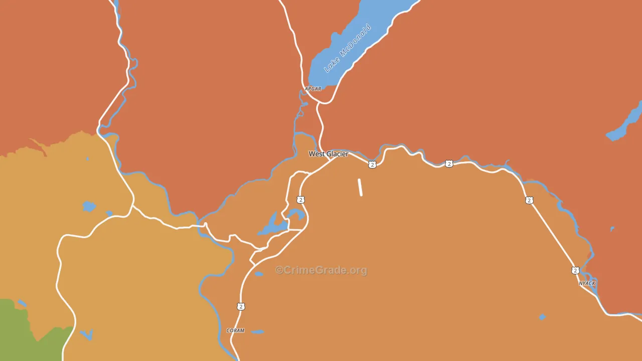 West Glacier, MT Map of Drug-Related Crime Rates
