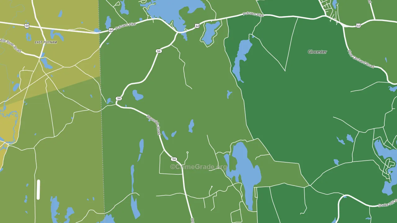 West Glocester, RI Map of Drug-Related Crime Rates
