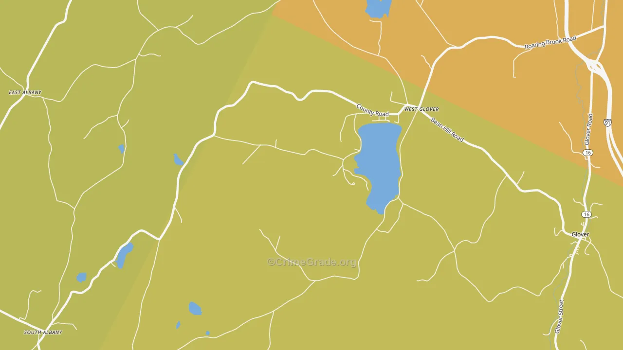 West Glover, VT Map of Drug-Related Crime Rates