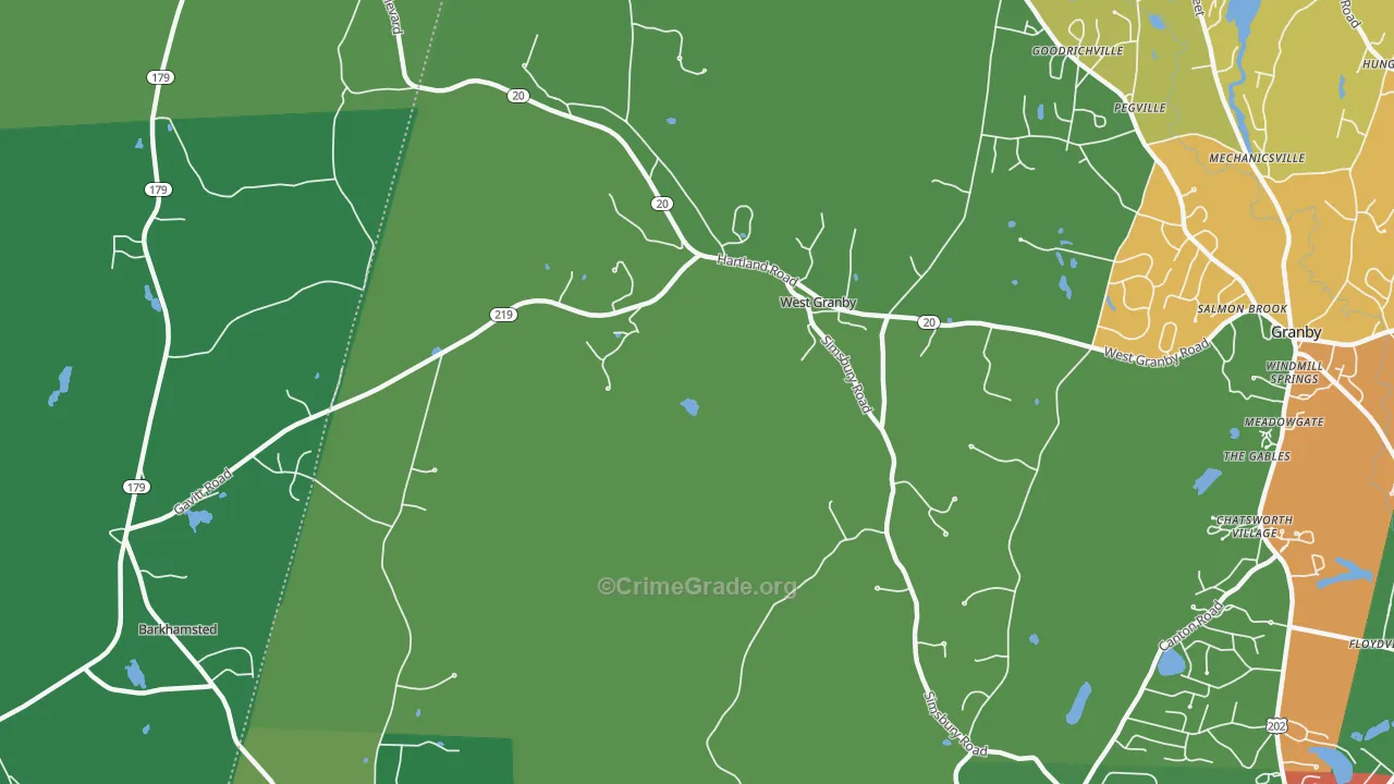 West Granby, CT Map of Drug-Related Crime Rates