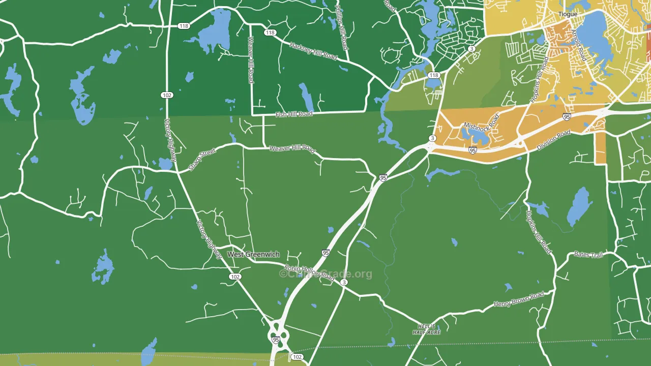 West Greenwich, RI Map of Drug-Related Crime Rates