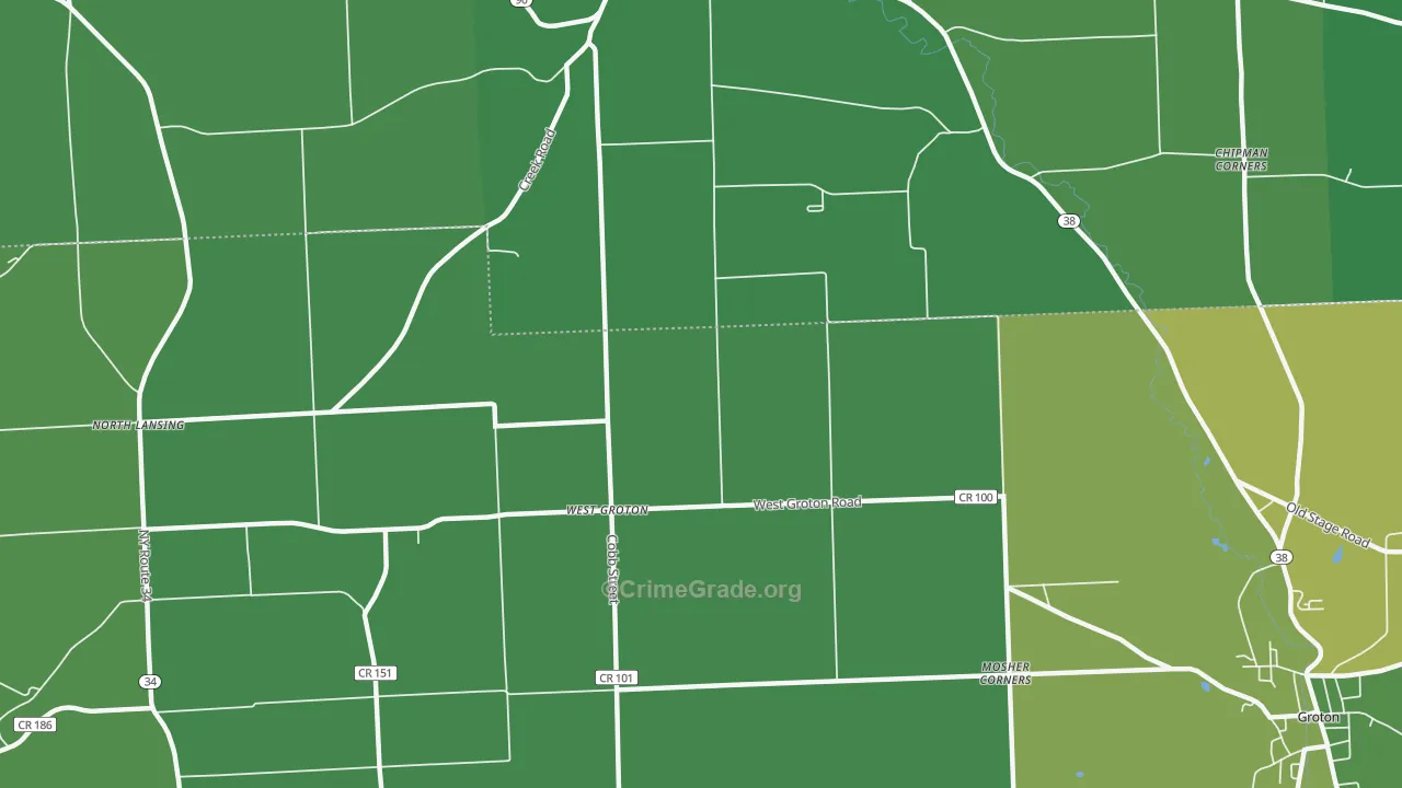 West Groton, NY Map of Drug-Related Crime Rates