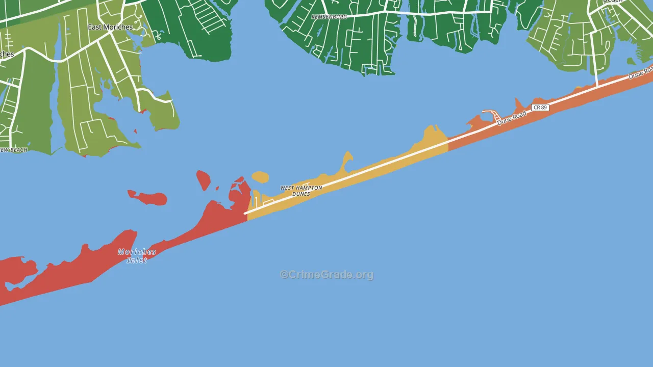 West Hampton Dunes, NY Map of Drug-Related Crime Rates