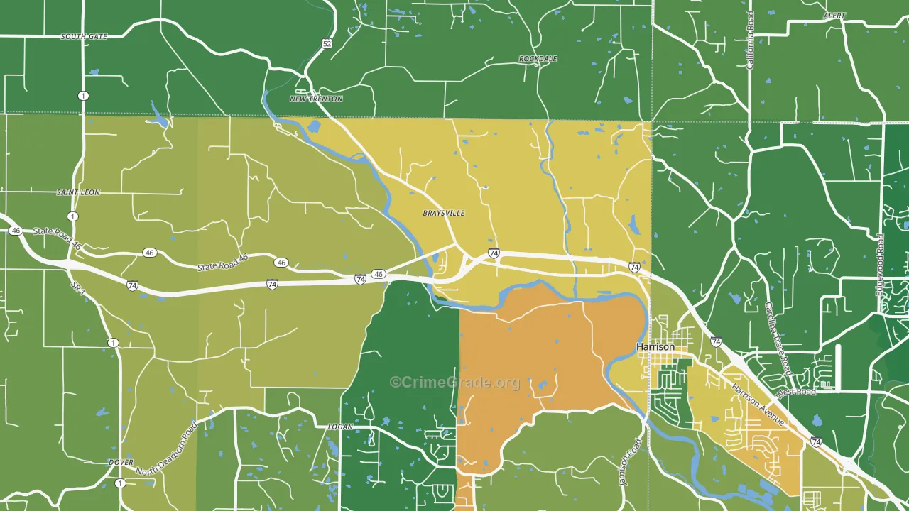 West Harrison, IN Map of Drug-Related Crime Rates