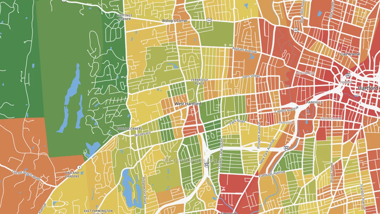 West Hartford, CT Map of Drug-Related Crime Rates