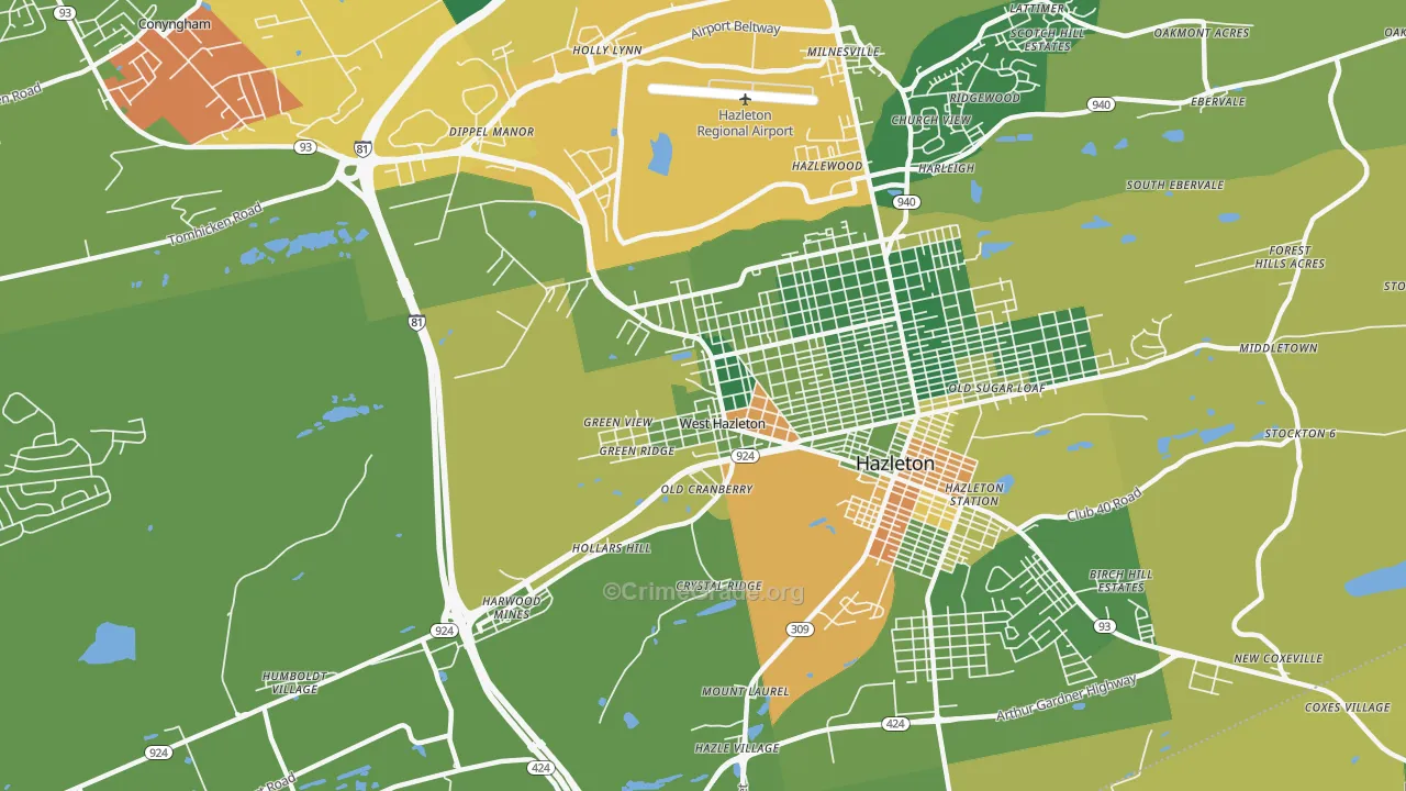 West Hazleton, PA Map of Drug-Related Crime Rates