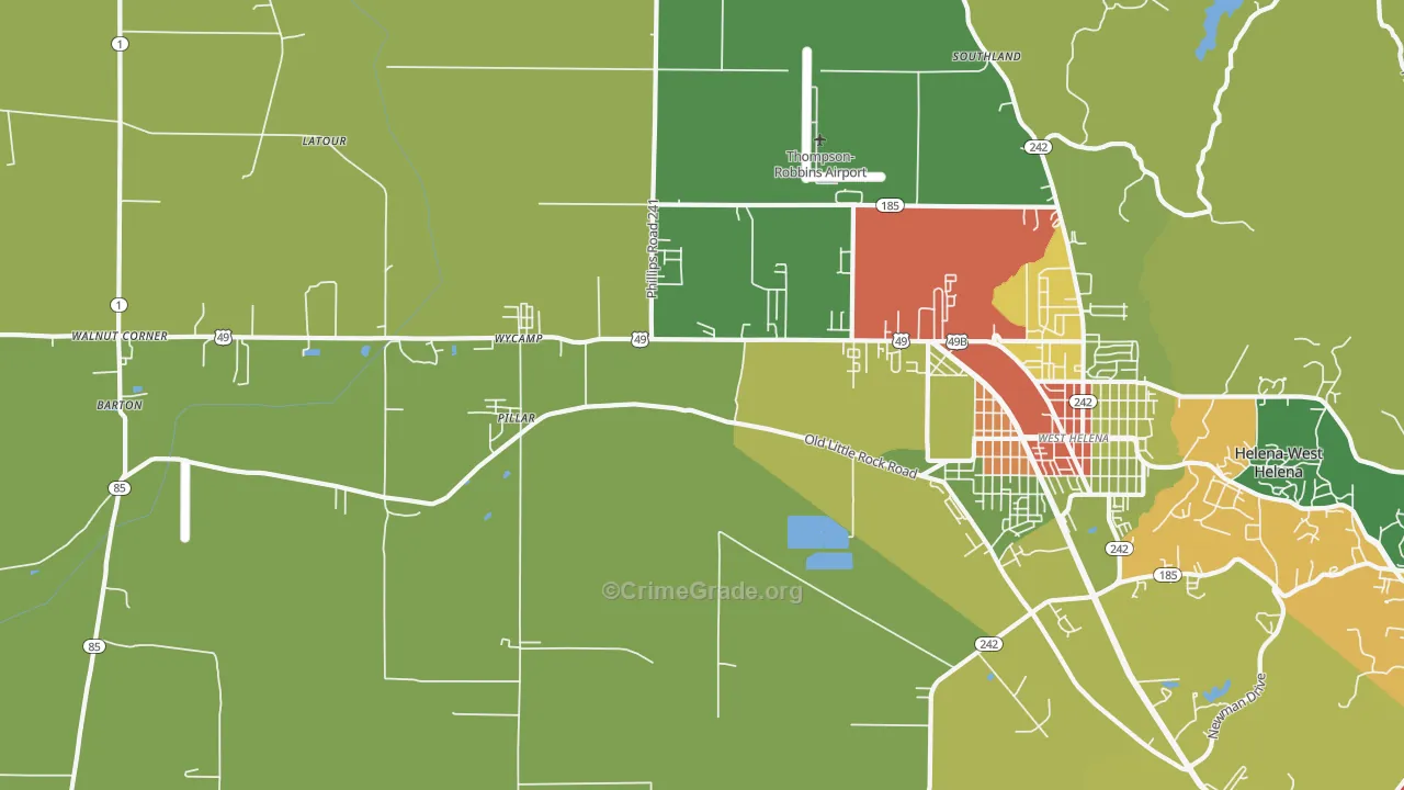 West Helena, AR Map of Drug-Related Crime Rates