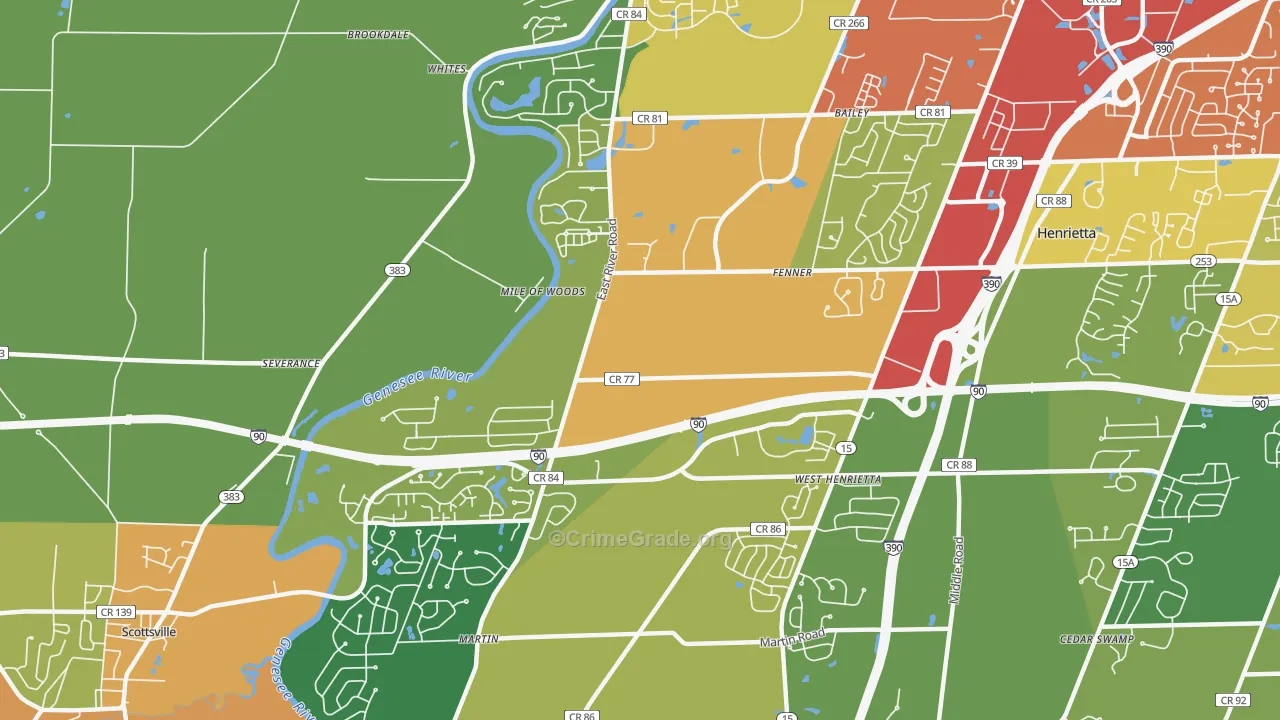 West Henrietta, NY Map of Drug-Related Crime Rates
