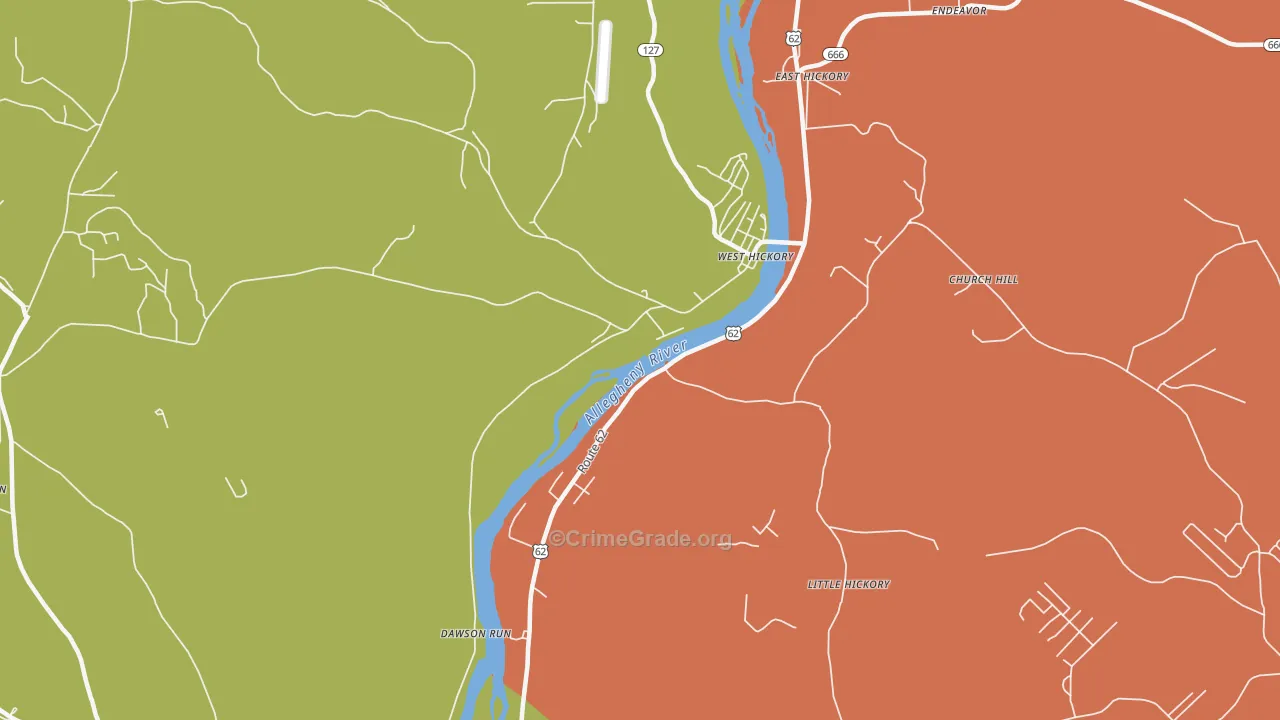 West Hickory, PA Map of Drug-Related Crime Rates