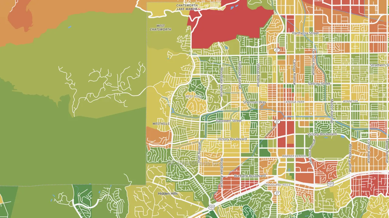 West Hills, CA Map of Drug-Related Crime Rates