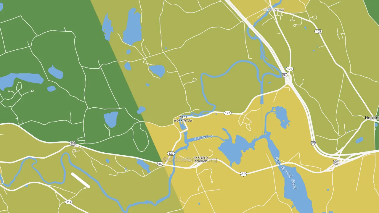 West Hopkinton, NH Map of Drug-Related Crime Rates