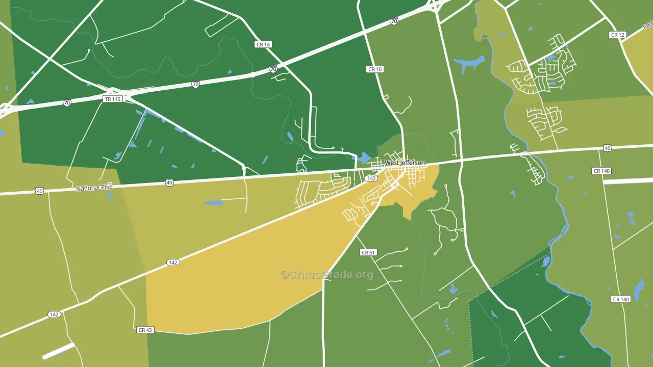West Jefferson, OH Map of Drug-Related Crime Rates