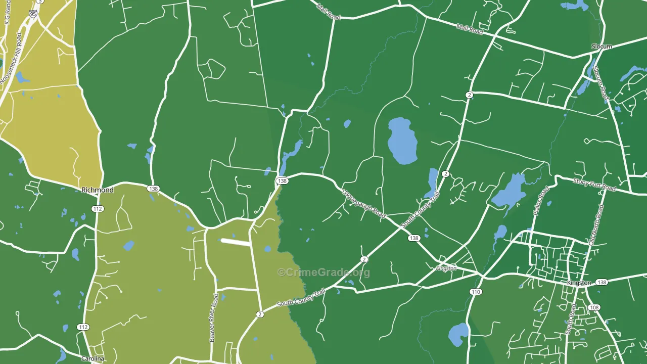 West Kingston, RI Map of Drug-Related Crime Rates