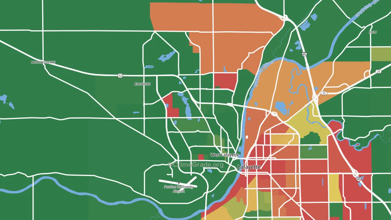West Lafayette, IN Map of Drug-Related Crime Rates