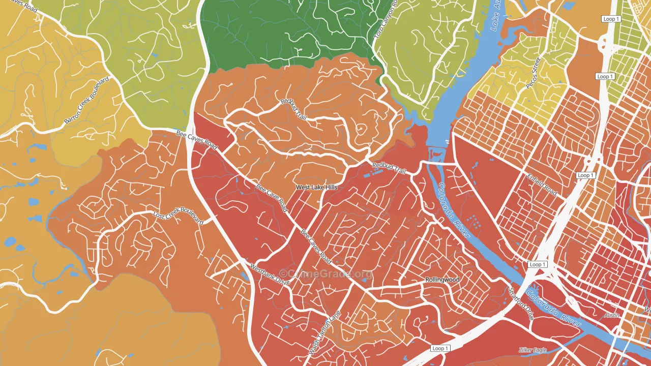West Lake Hills, TX Map of Drug-Related Crime Rates
