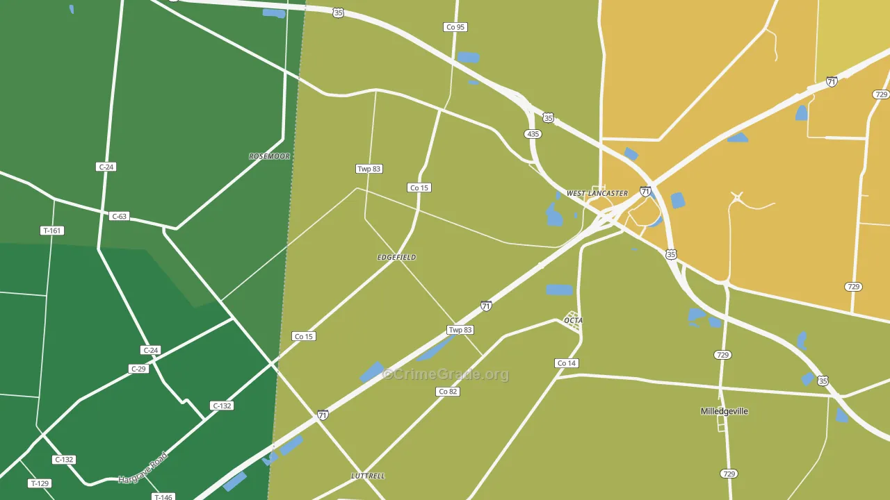 West Lancaster, OH Map of Drug-Related Crime Rates