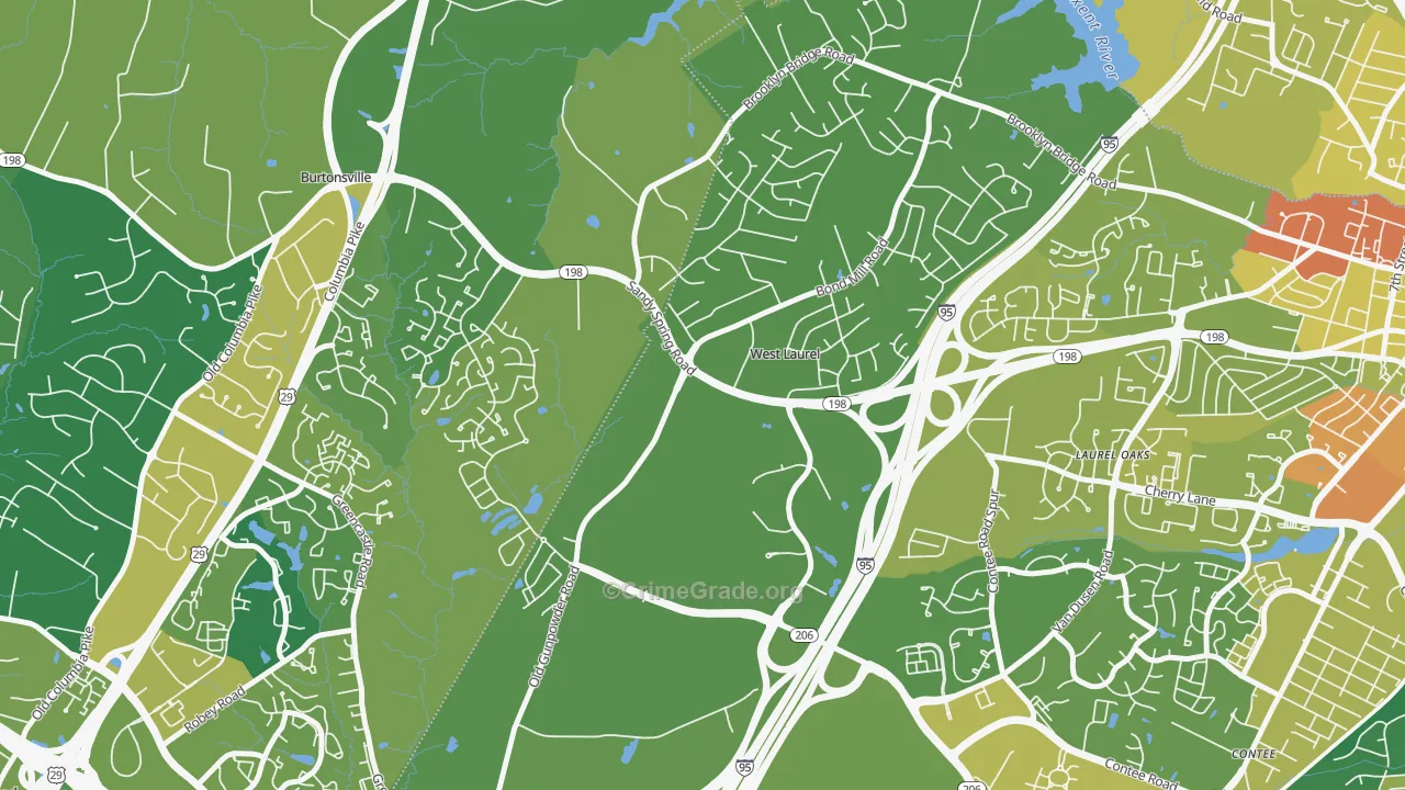West Laurel, Laurel, MD Map of Drug-Related Crime Rates