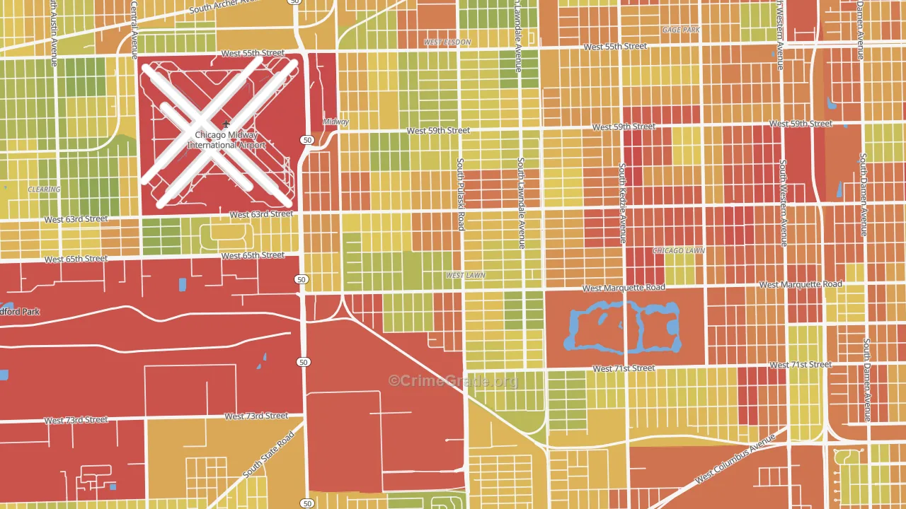 West Lawn, Chicago, IL Map of Drug-Related Crime Rates