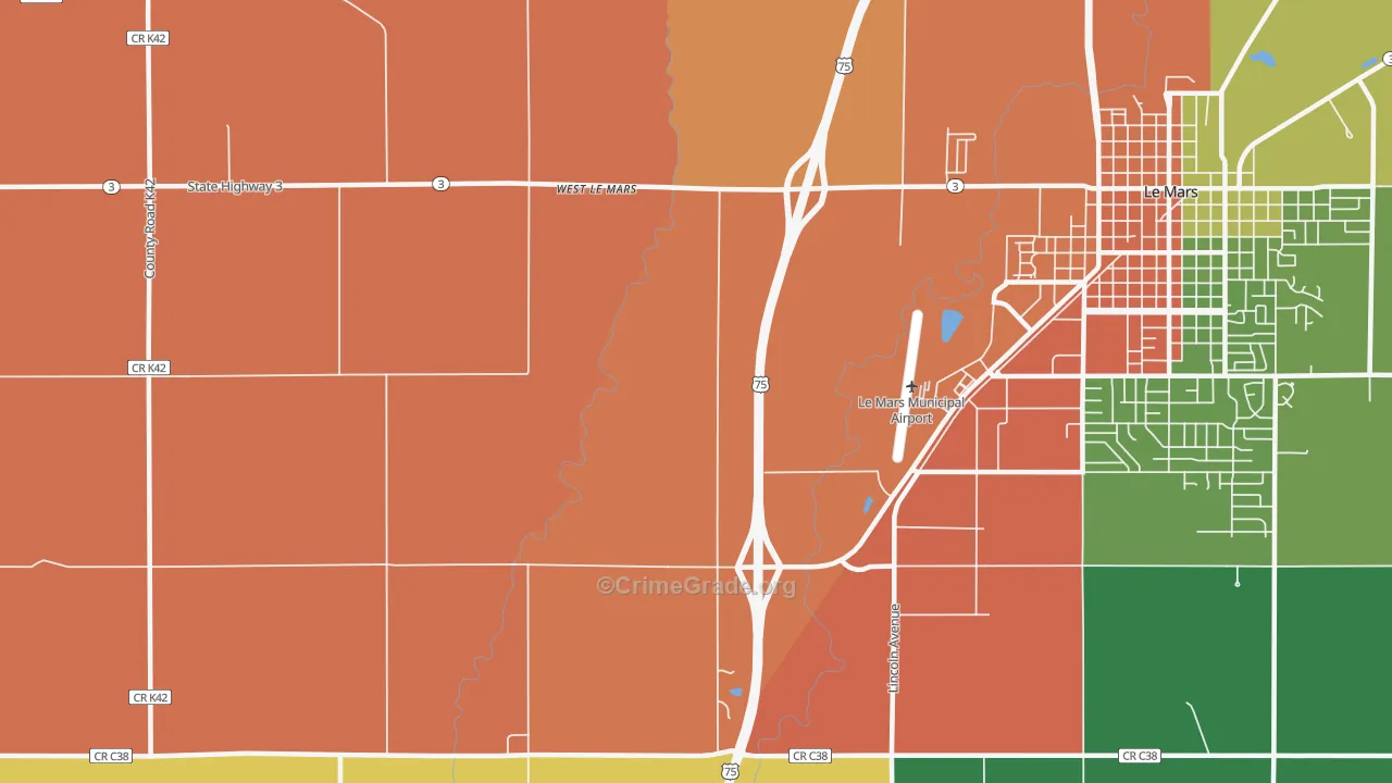 West Le Mars, IA Map of Drug-Related Crime Rates