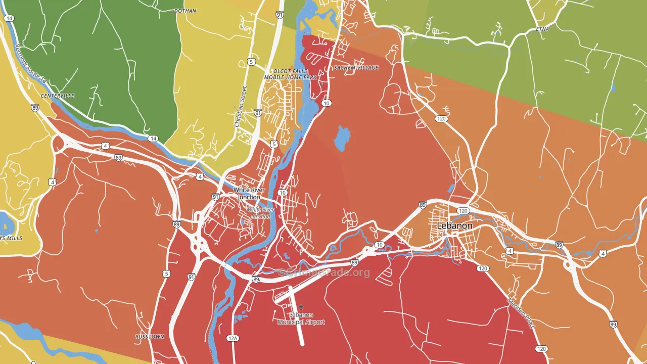 West Lebanon, NH Map of Drug-Related Crime Rates