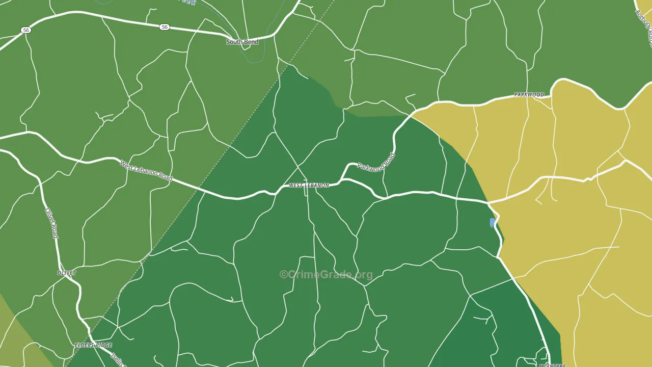 West Lebanon, PA Map of Drug-Related Crime Rates