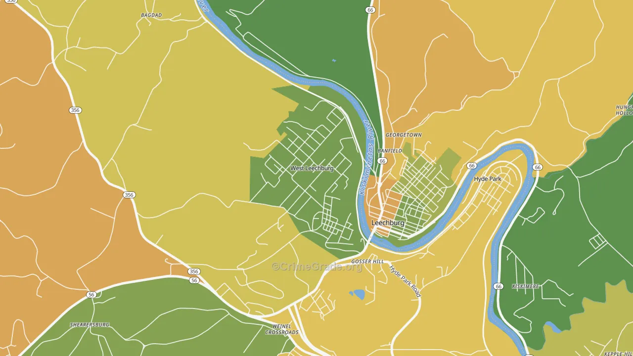 West Leechburg, PA Map of Drug-Related Crime Rates