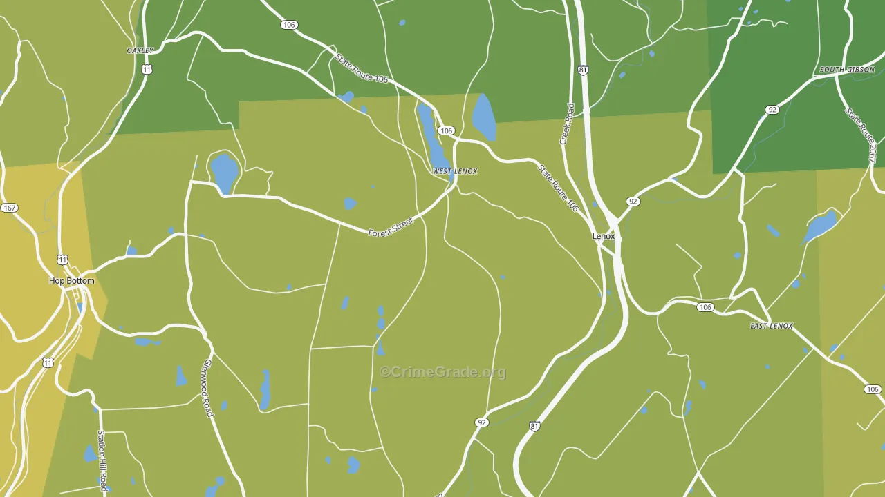 West Lenox, PA Map of Drug-Related Crime Rates