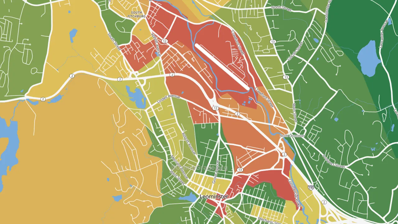 West Leominster, Leominster, MA Map of Drug-Related Crime Rates