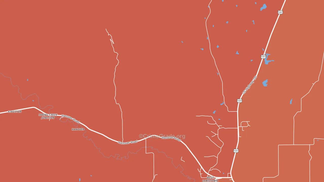 West Lewistown, MT Map of Drug-Related Crime Rates