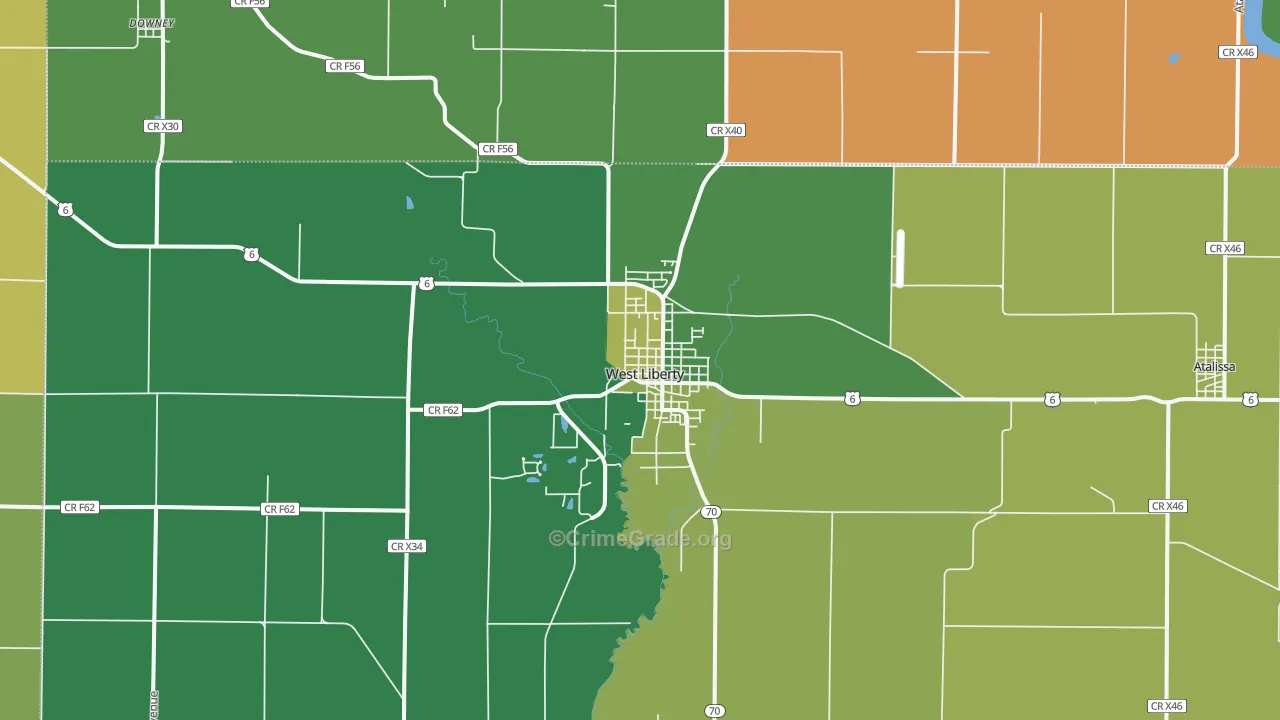 West Liberty, IA Map of Drug-Related Crime Rates