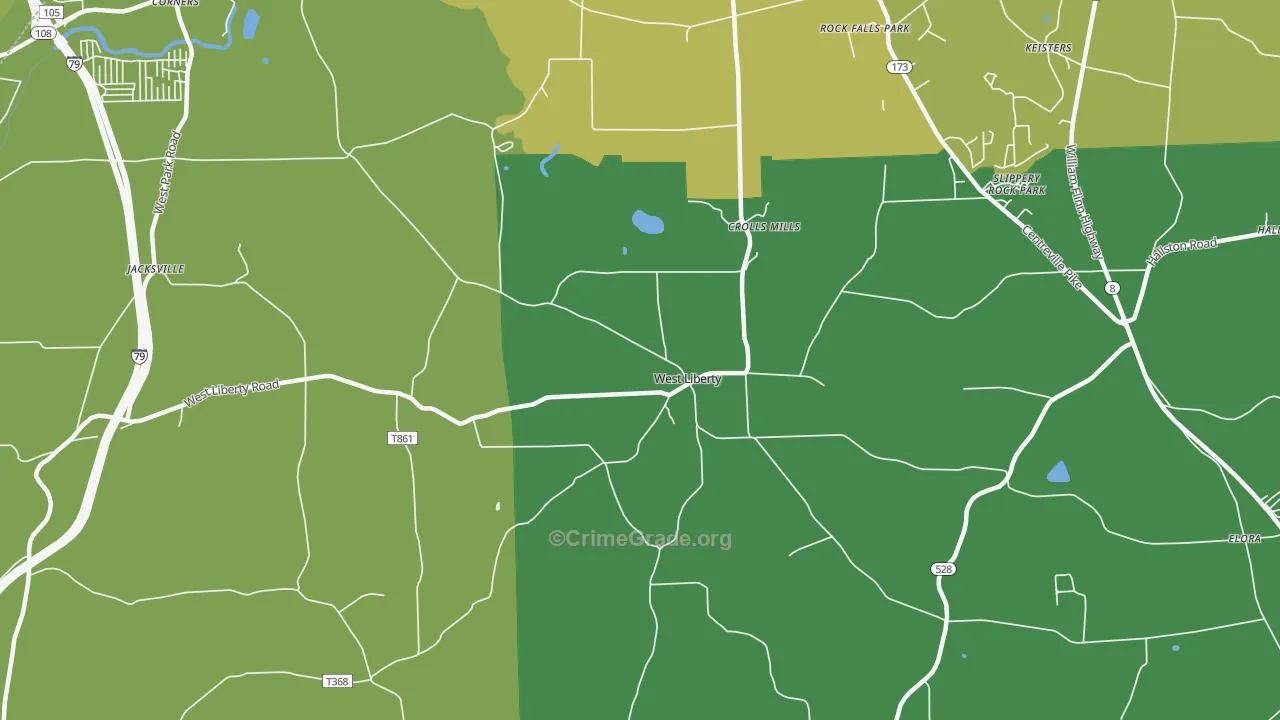 West Liberty, PA Map of Drug-Related Crime Rates