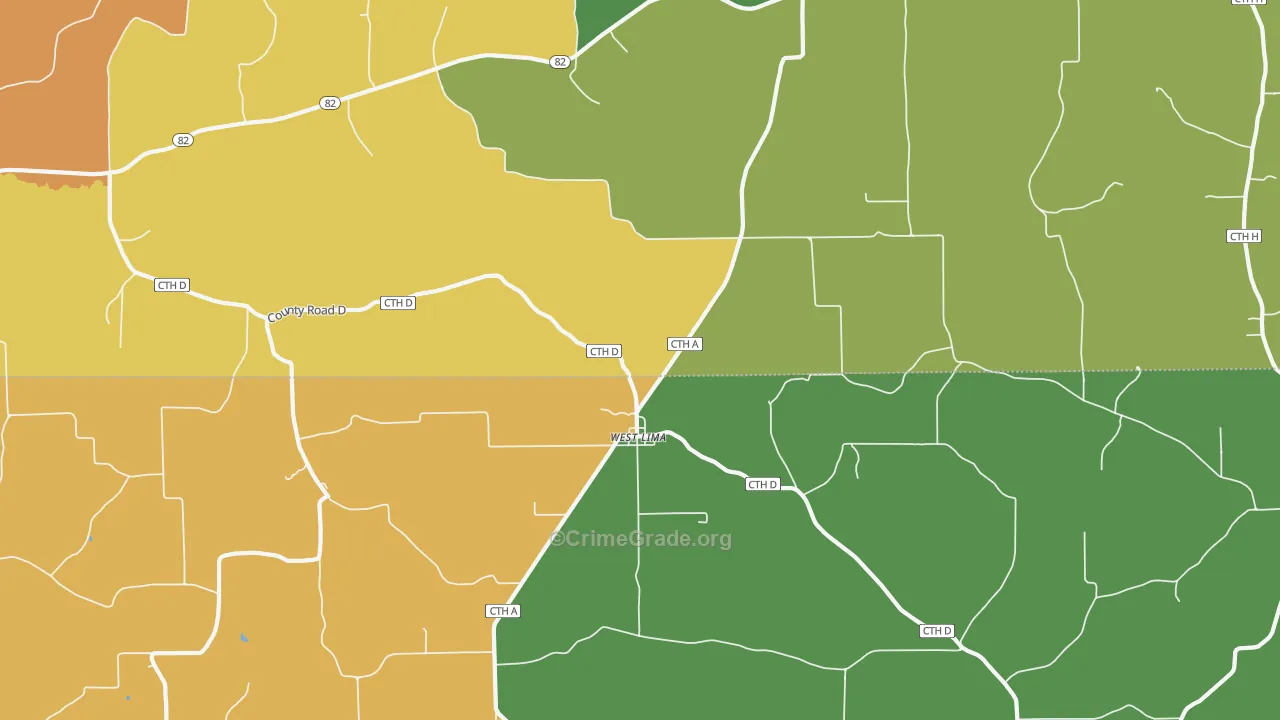 West Lima, WI Map of Drug-Related Crime Rates