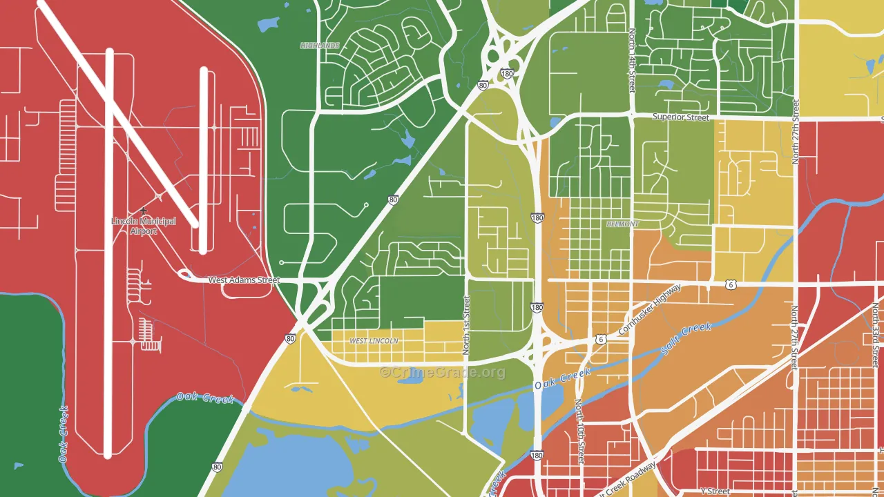 West Lincoln, Lincoln, NE Map of Drug-Related Crime Rates