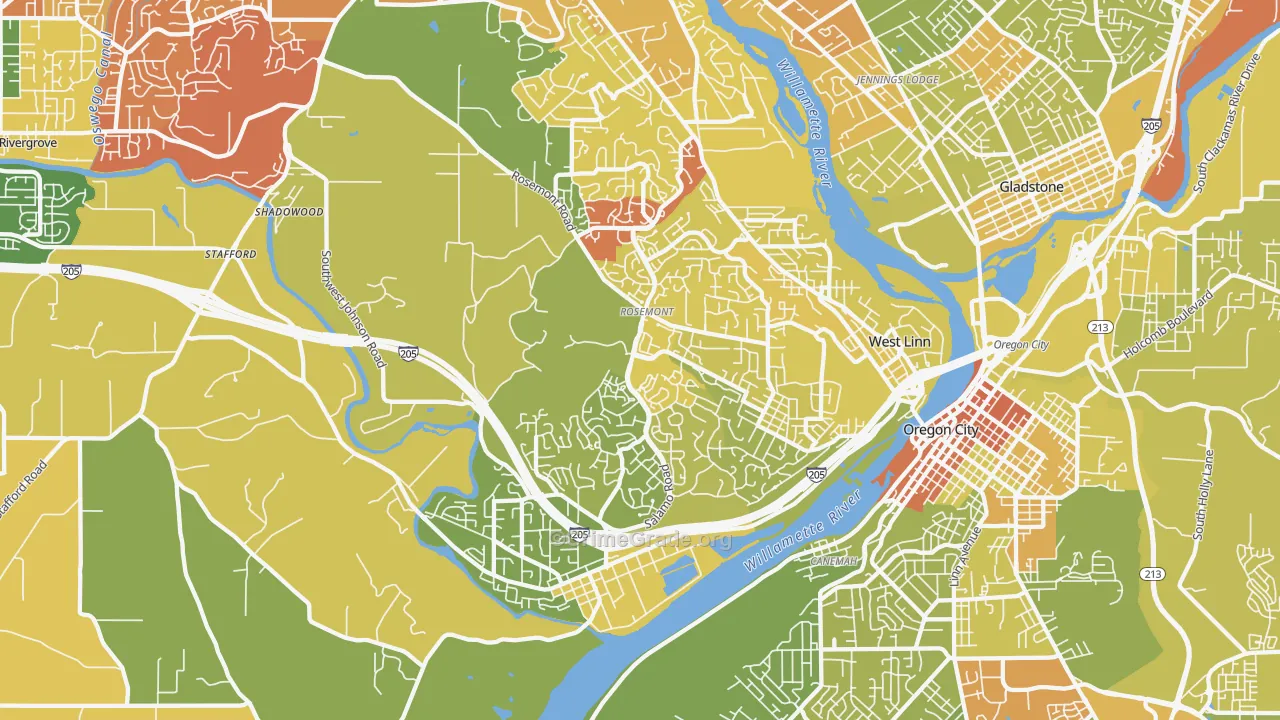 West Linn, OR Map of Drug-Related Crime Rates