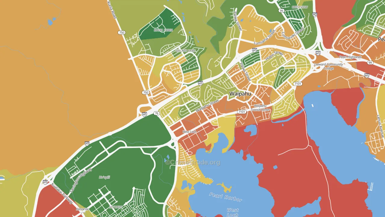 West Loch, Waipahu, HI Map of Drug-Related Crime Rates