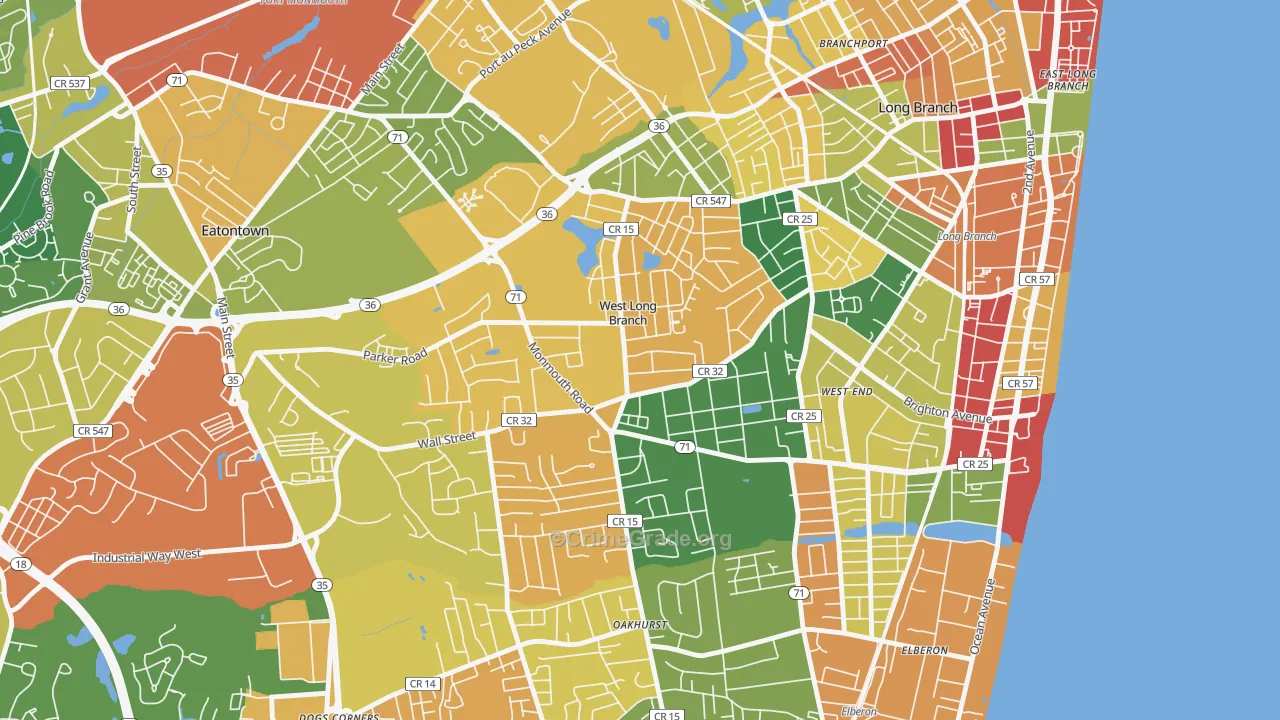 West Long Branch, NJ Map of Drug-Related Crime Rates
