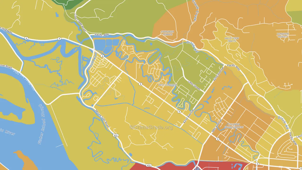 West Longview, Longview, WA Map of Drug-Related Crime Rates