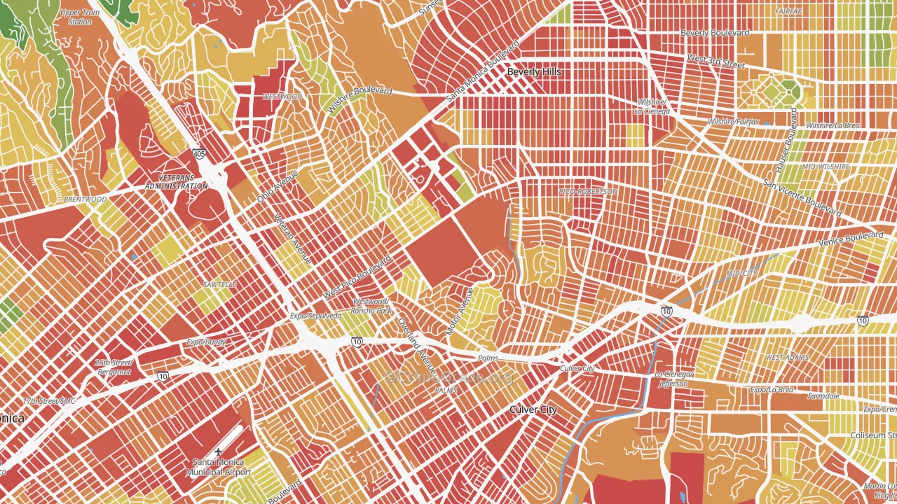 West Los Angeles, Los Angeles, CA Map of Drug-Related Crime Rates