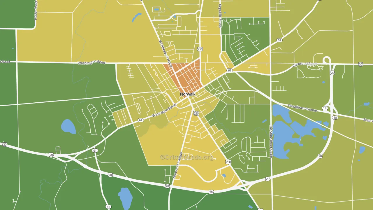 West Main Street Historic District, Norwalk, OH Map of Drug-Related Crime Rates