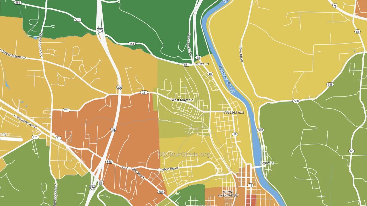 West Mayfield, PA Map of Drug-Related Crime Rates