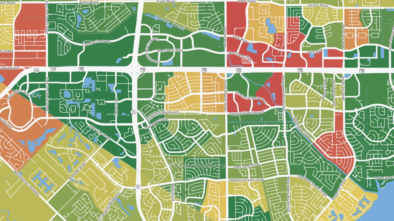 West Memorial, Katy, TX Map of Drug-Related Crime Rates