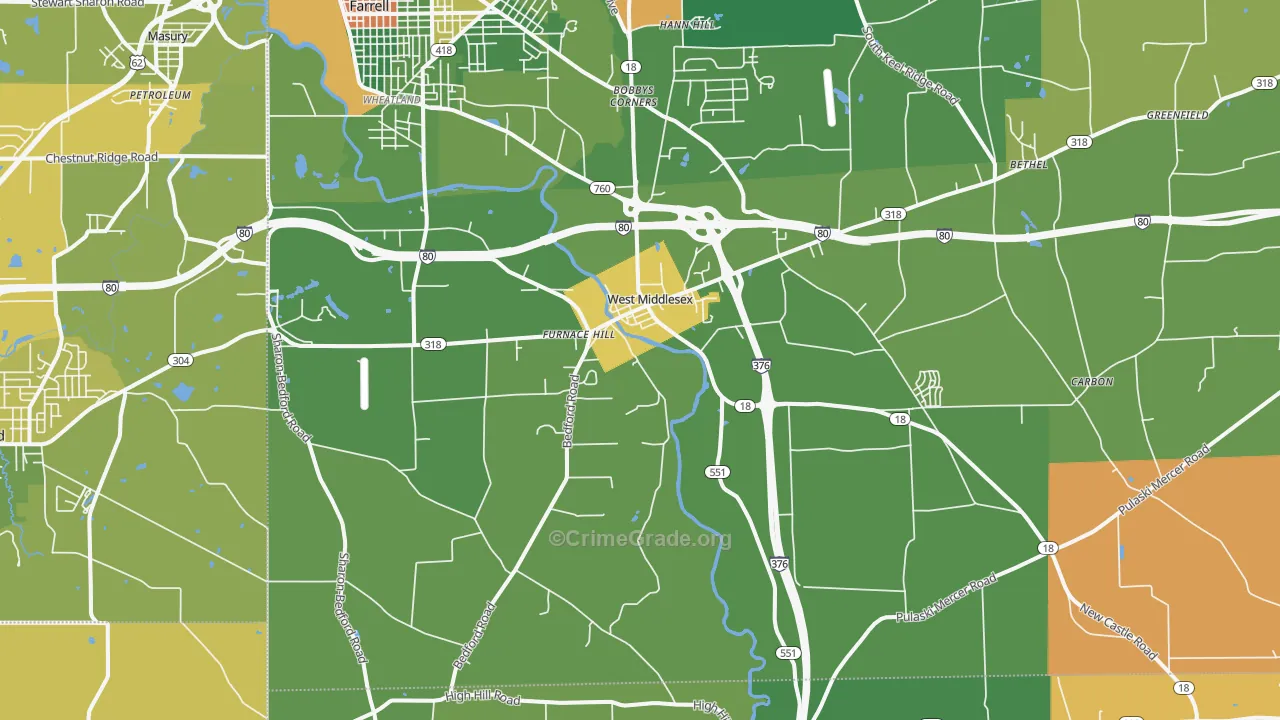 West Middlesex, PA Map of Drug-Related Crime Rates
