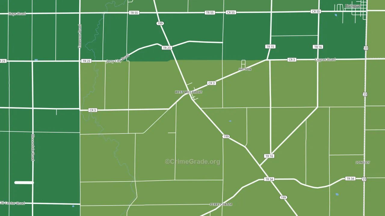 West Millgrove, OH Map of Drug-Related Crime Rates