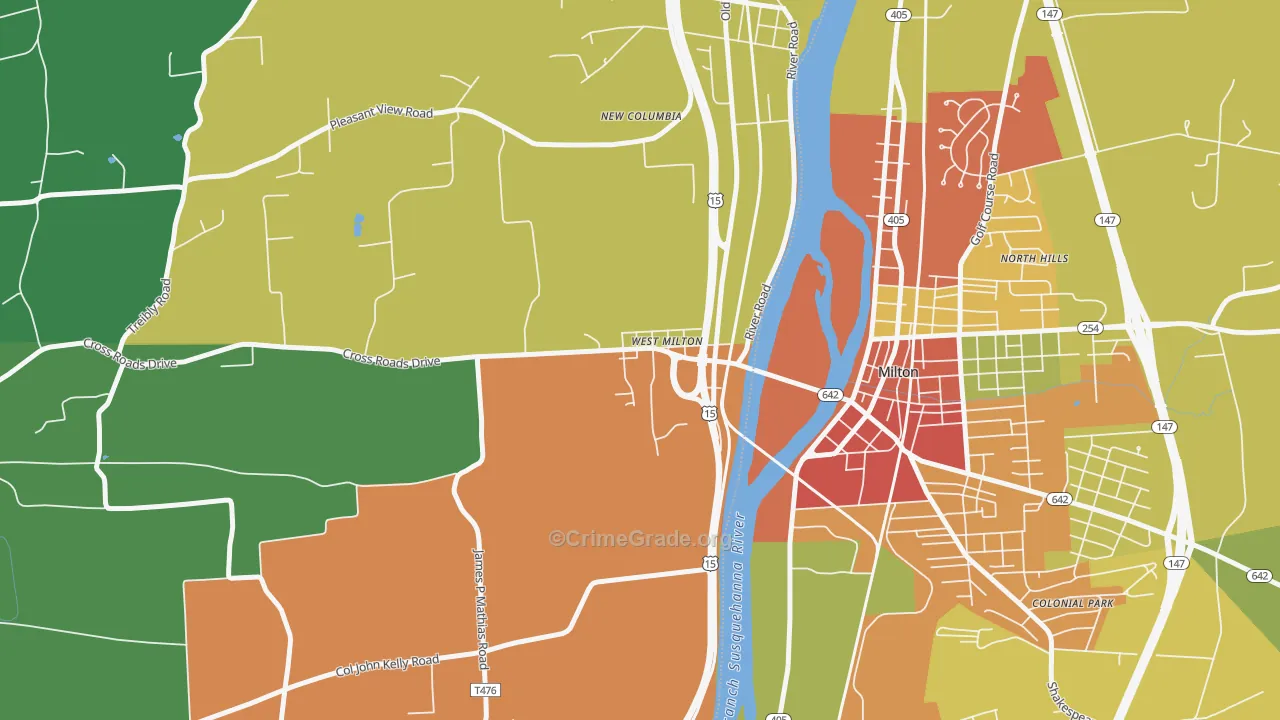 West Milton, PA Map of Drug-Related Crime Rates