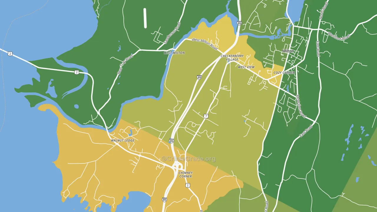 West Milton, VT Map of Drug-Related Crime Rates
