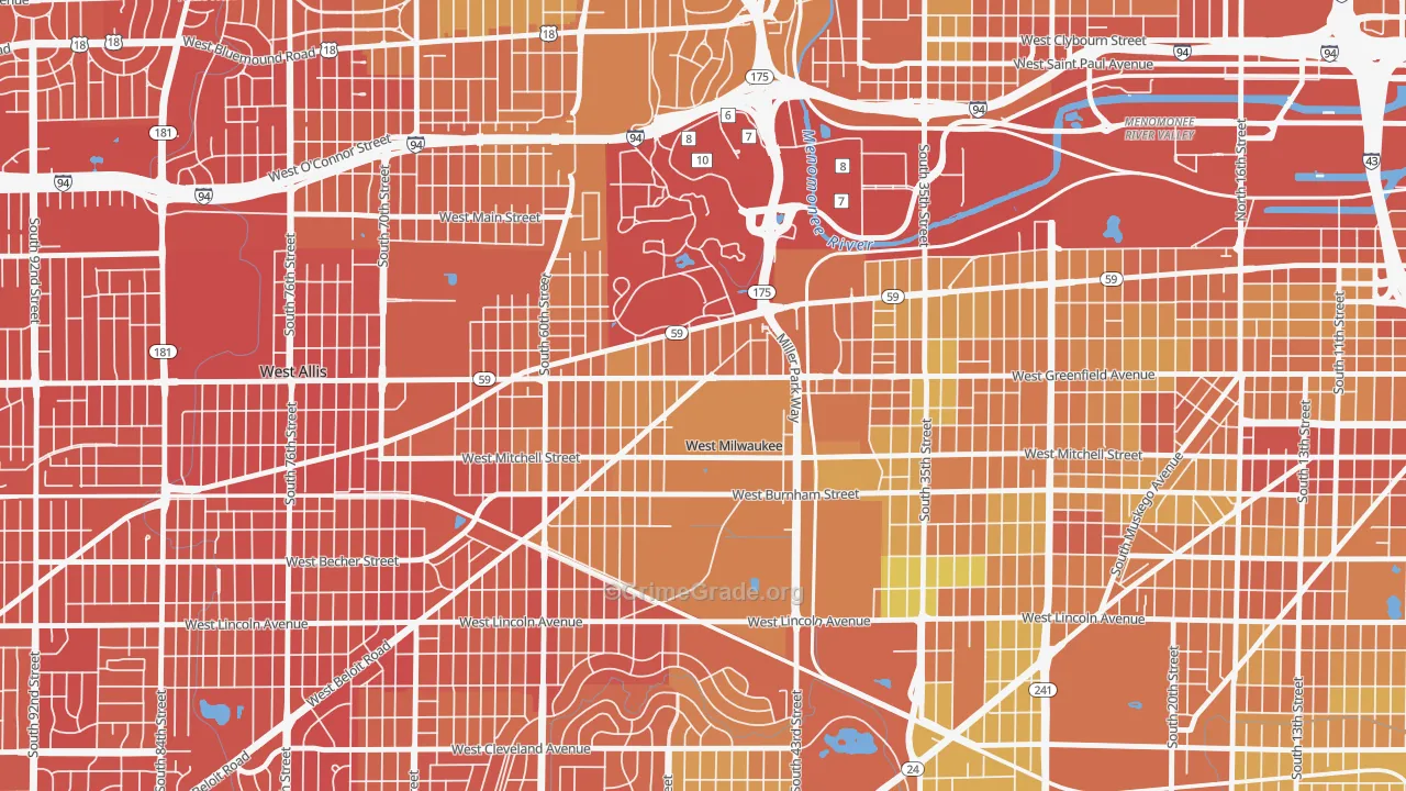 West Milwaukee, WI Map of Drug-Related Crime Rates