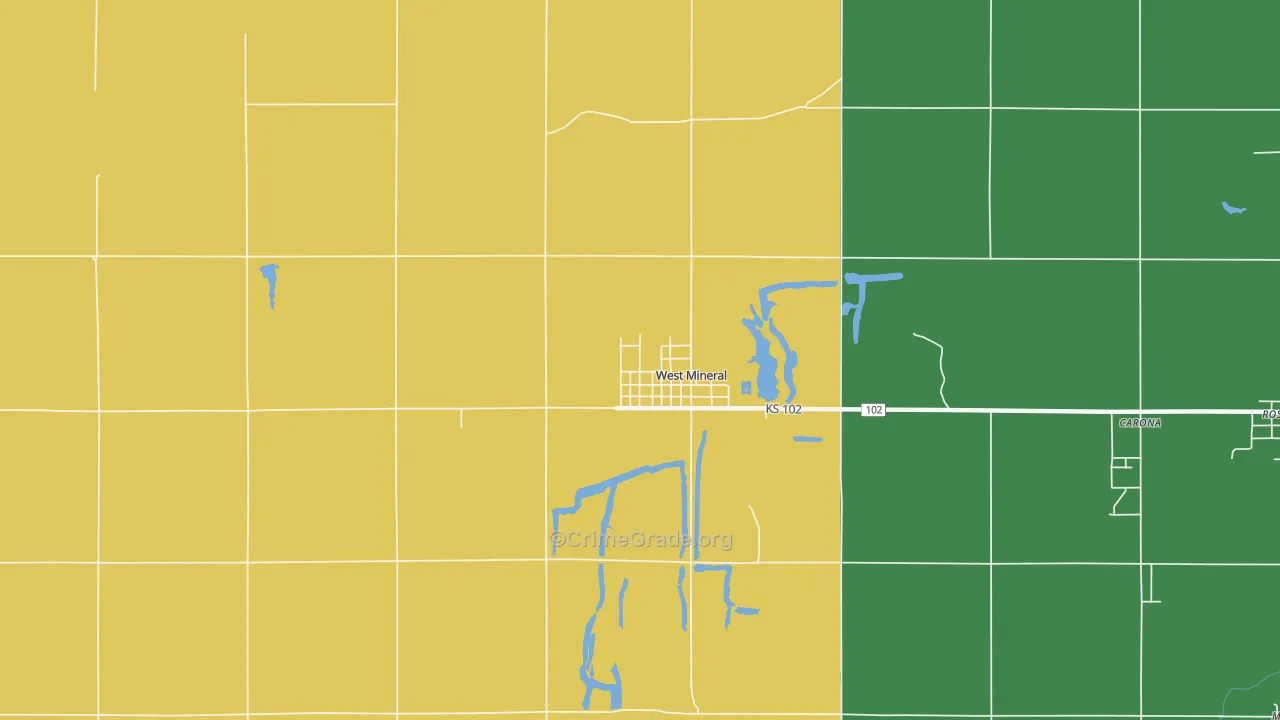 West Mineral, KS Map of Drug-Related Crime Rates